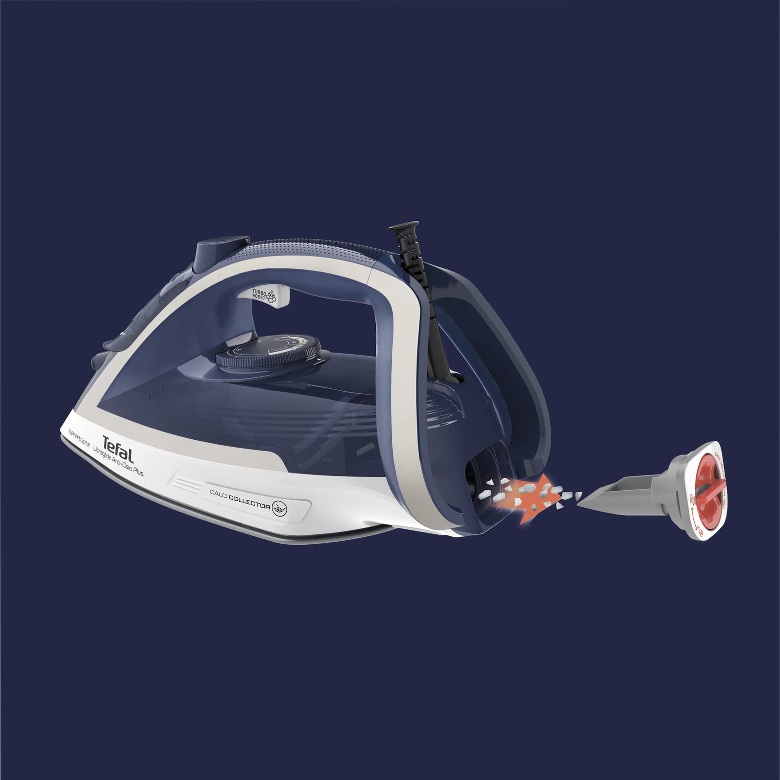 TEFAL Ultraglide Anti-Calc Plus Steam Iron, 270 ml, 2800 Watts, Blue/Silver, Plastic/Durilium Airglide, FV5820G0, 1 year warranty (OPEN BOX) TEFAL Ultraglide Anti-Calc Plus Steam Iron, 270 ml, 2800 Watts, Blue/Silver, Plastic/Durilium Airglide, FV5820G0, 1 year warranty (OPEN BOX)